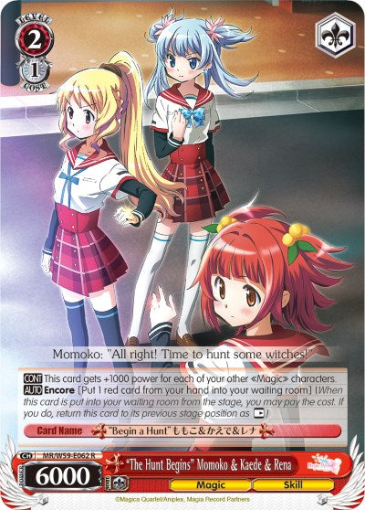 "The Hunt Begins" Momoko & Kaede & Rena (MR/W59-E062 R) [Magia Record: Puella Magi Madoka Magica [Side Story] (Mobile)]